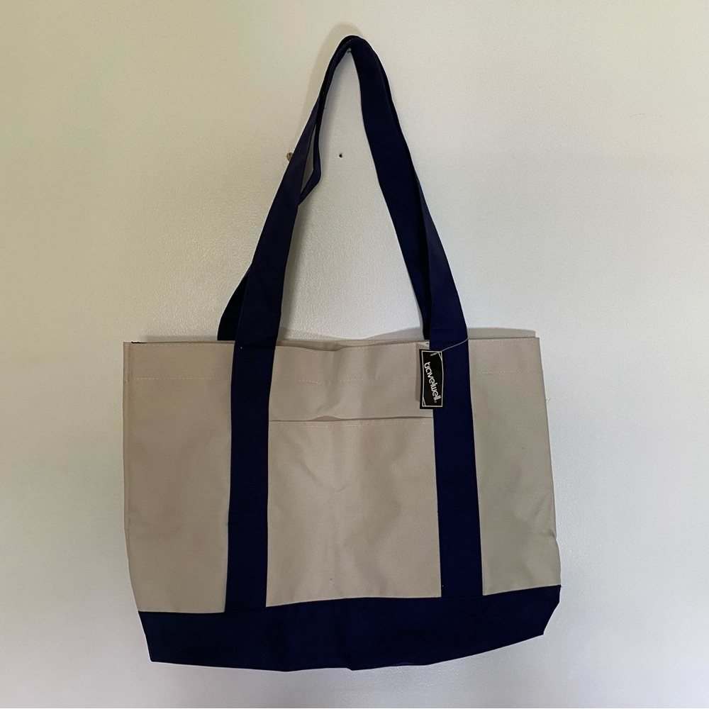 Vintage Travelwell Tote Bag NOS New Classic Navy Blue Canvas Durable Sturdy